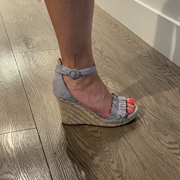 Marc Fisher Periwinkle Suede Wedge Sandals - Picture 2 of 3